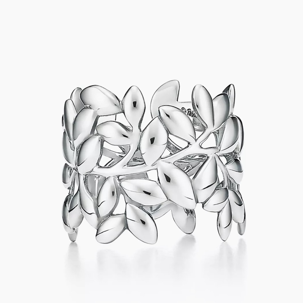 Tiffany & Co. Polished Silver Leaf Band Ring